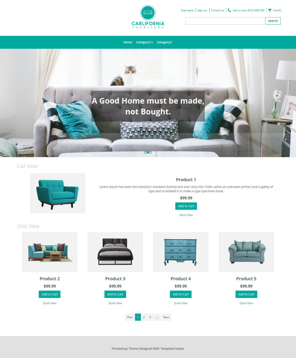 Carlifornia Furniture Shop Prestashop Theme Templatetoaster