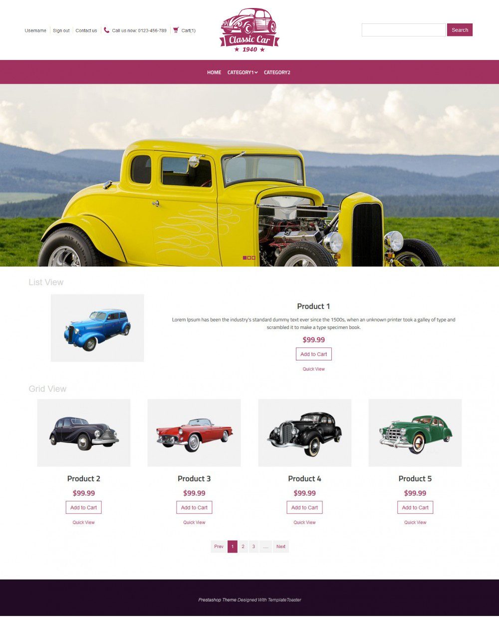 Classic Car Automobile PrestaShop Theme