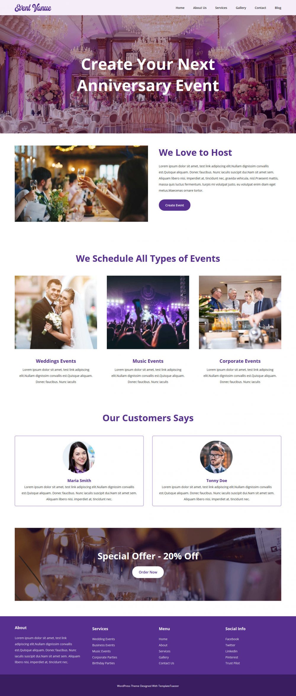 Event Venue Event Management Free WordPress Theme