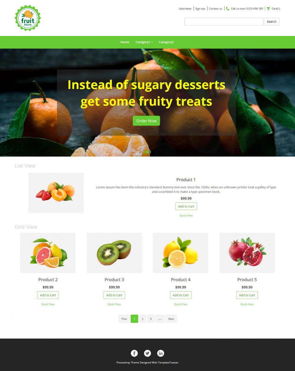 Fruit store Online Fruit Store PrestaShop Theme