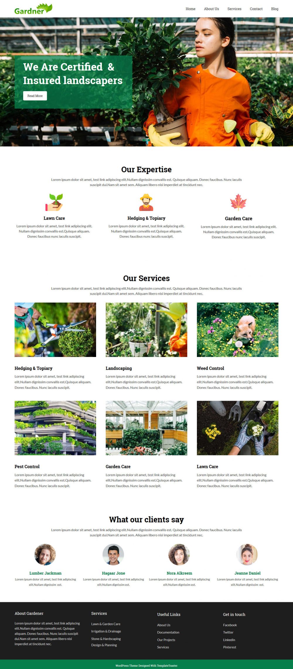 Gardener Gardening and Landscaping Free WordPress Theme