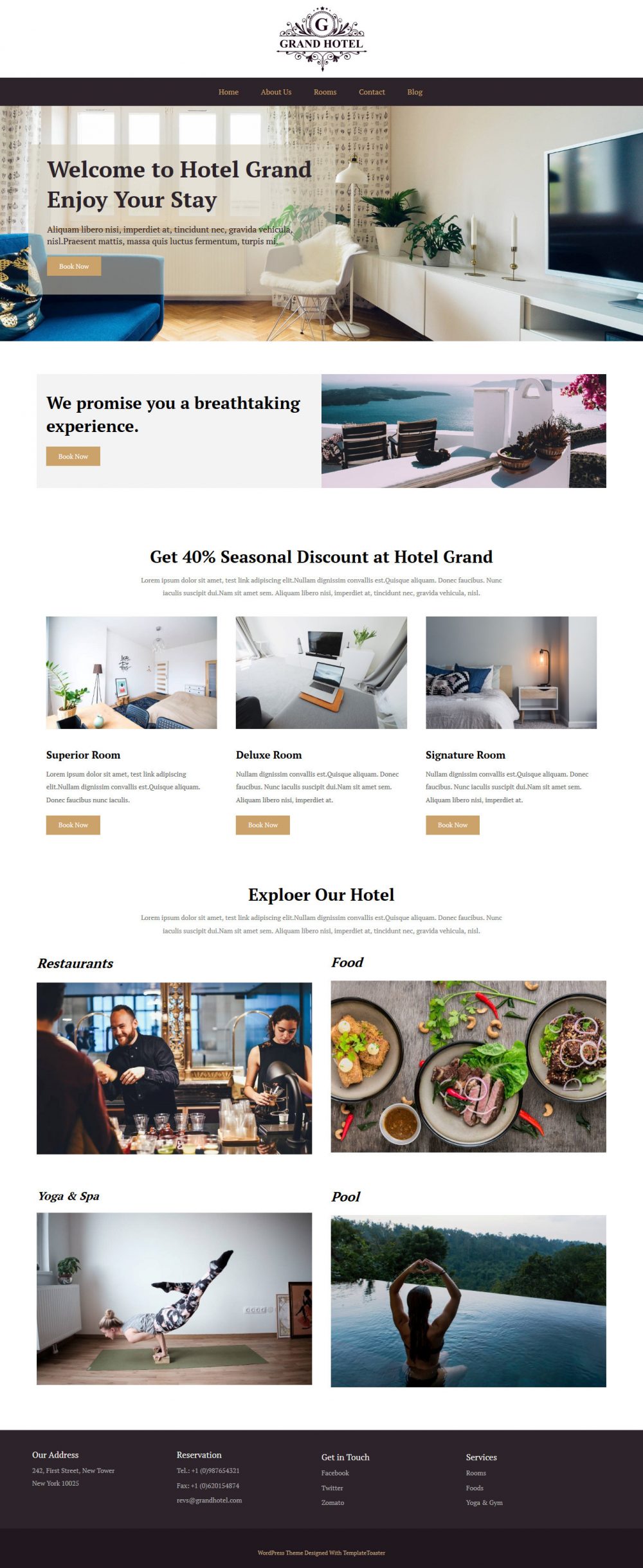 Grand Hotel Hotels And Resort Free Joomla Template