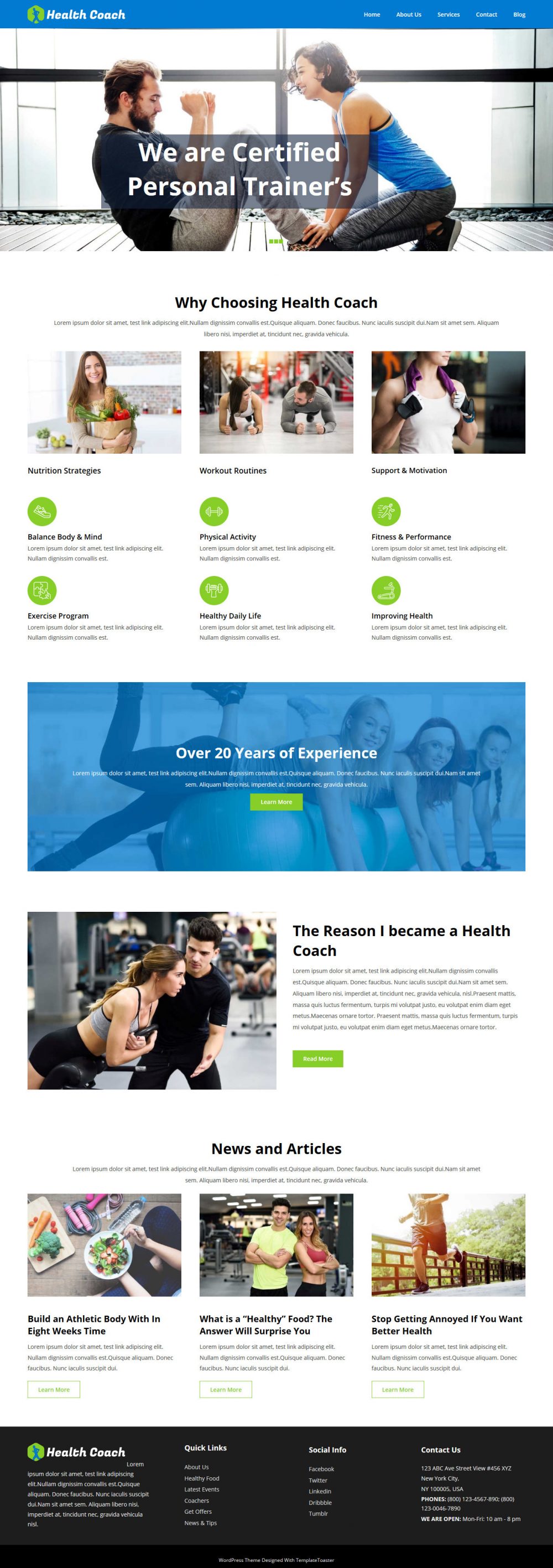 Health Coach Free WordPress Theme For Health Industry
