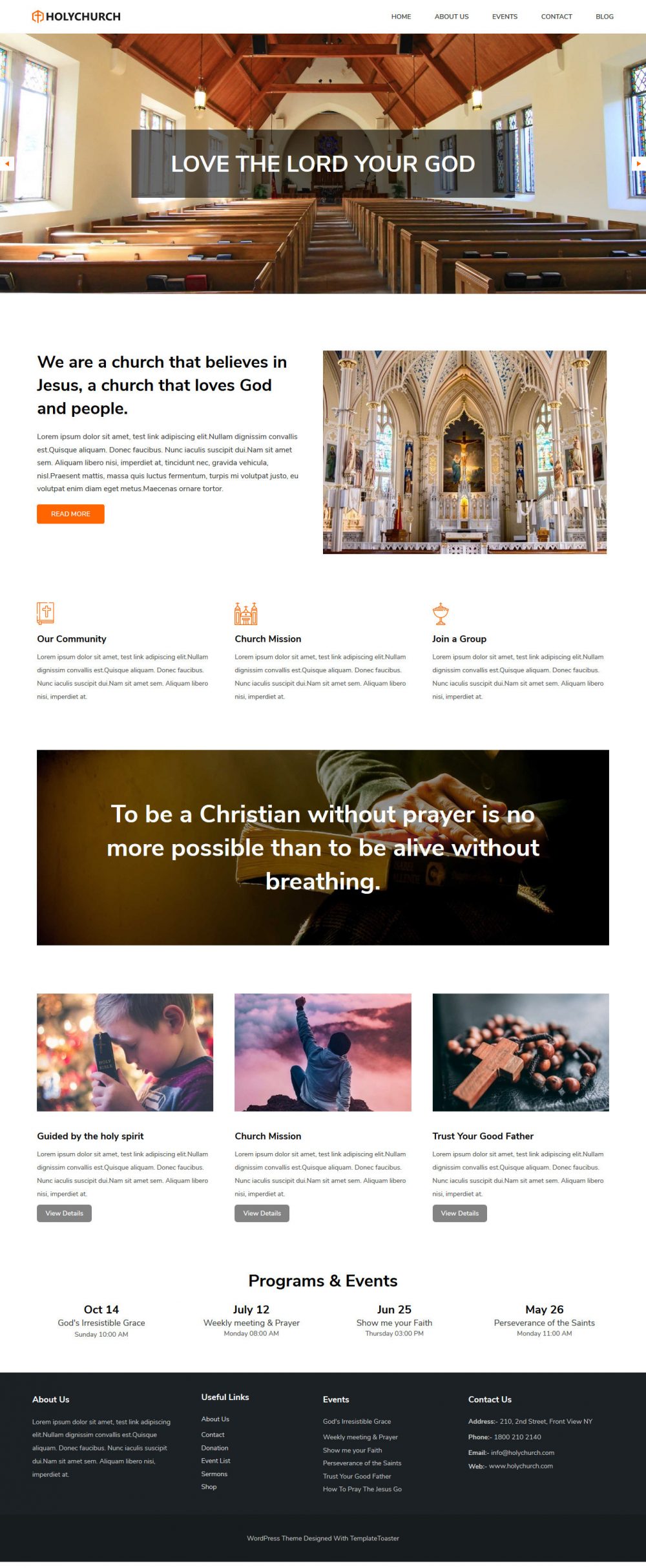 Holy Church Free WordPress Theme For Church