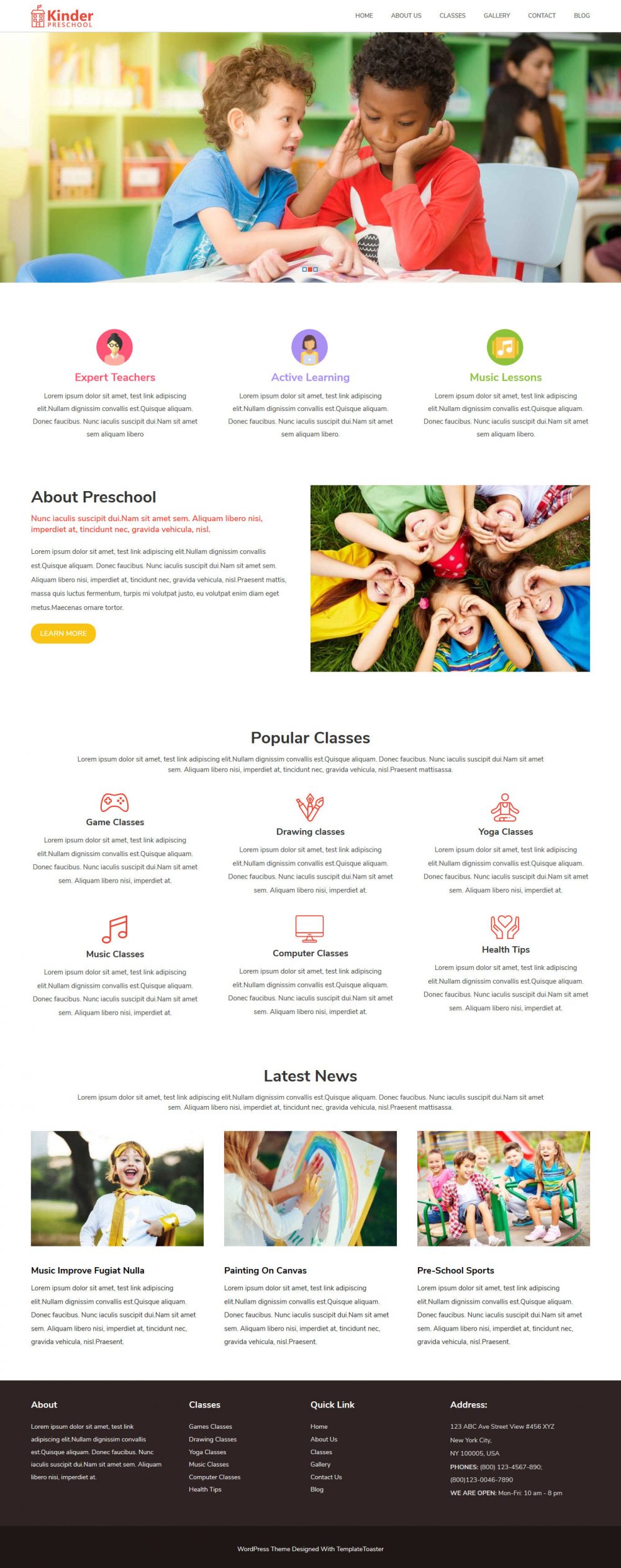 Kinder PreSchool Free WordPress Theme