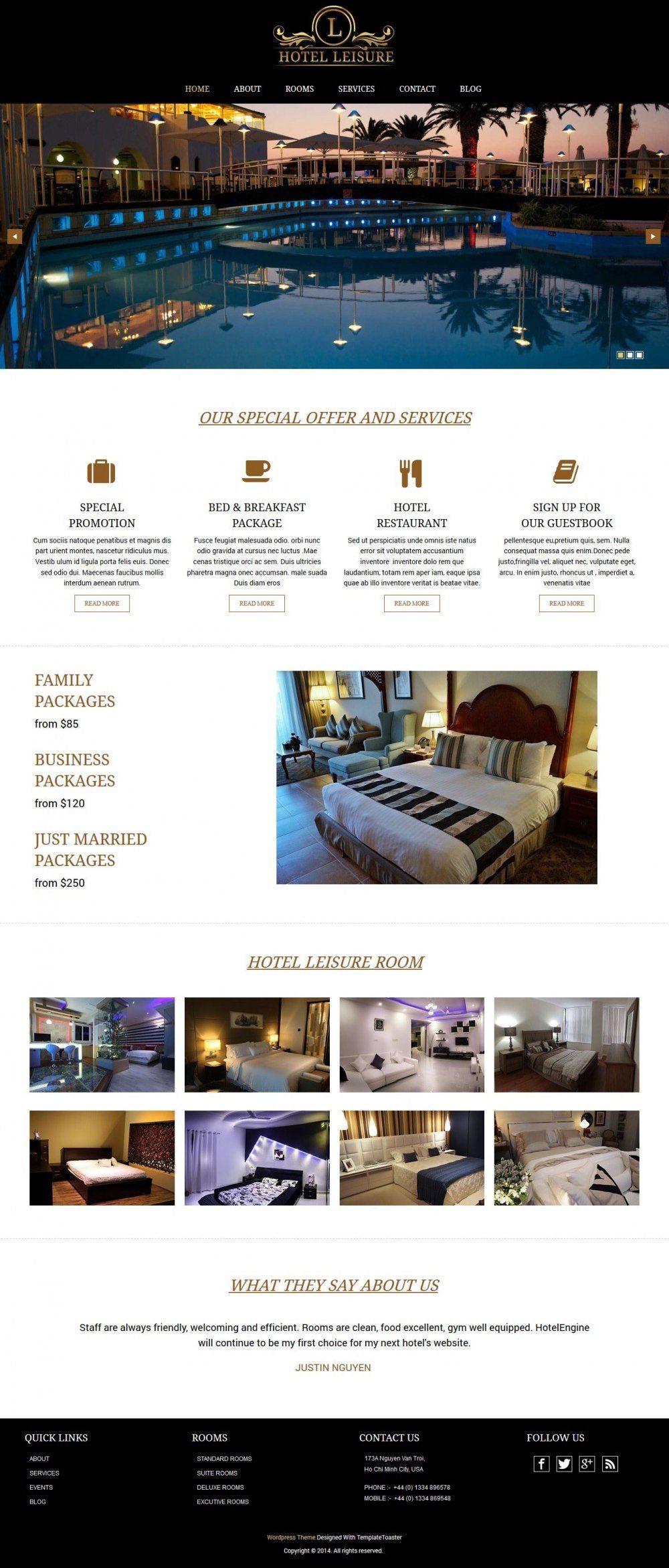 Leisure - Hotel-Restaurant Multipurpose WordPress Theme