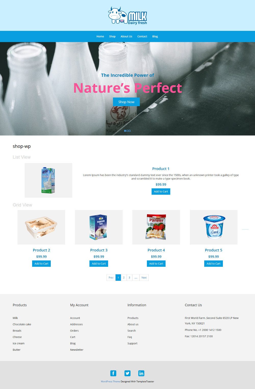 Milk Dairy Fresh Dairy Products WooCommerce Theme