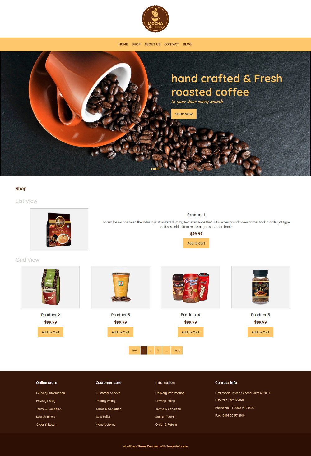 Mocha Coffee Shop WooCommerce Theme