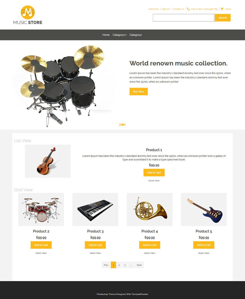 Music Store Music Instruments Prestashop Theme