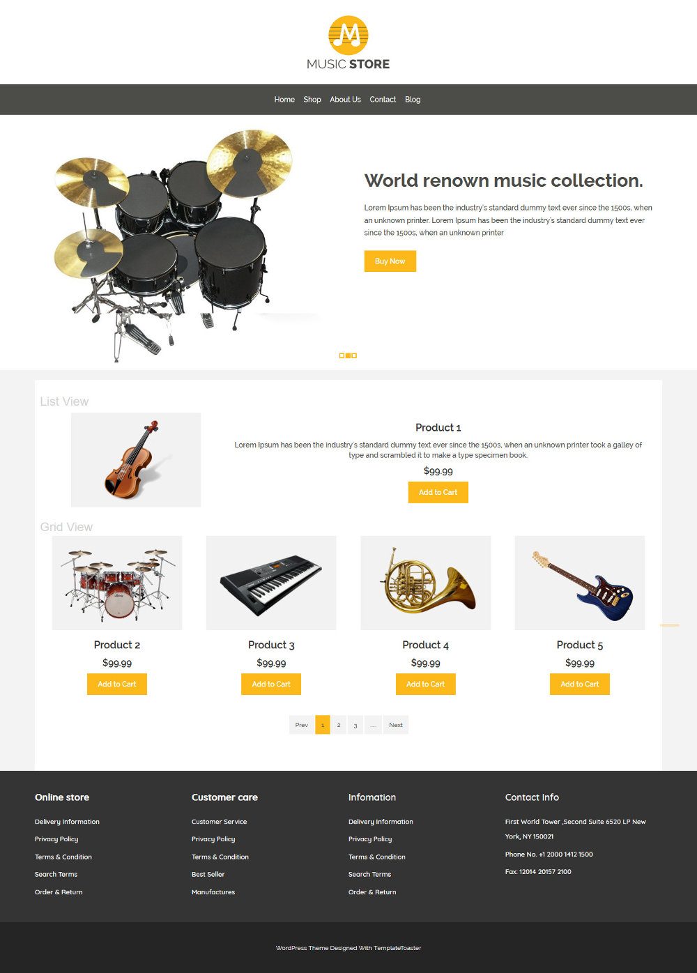 Music Store Music Instruments WooCommerce Theme