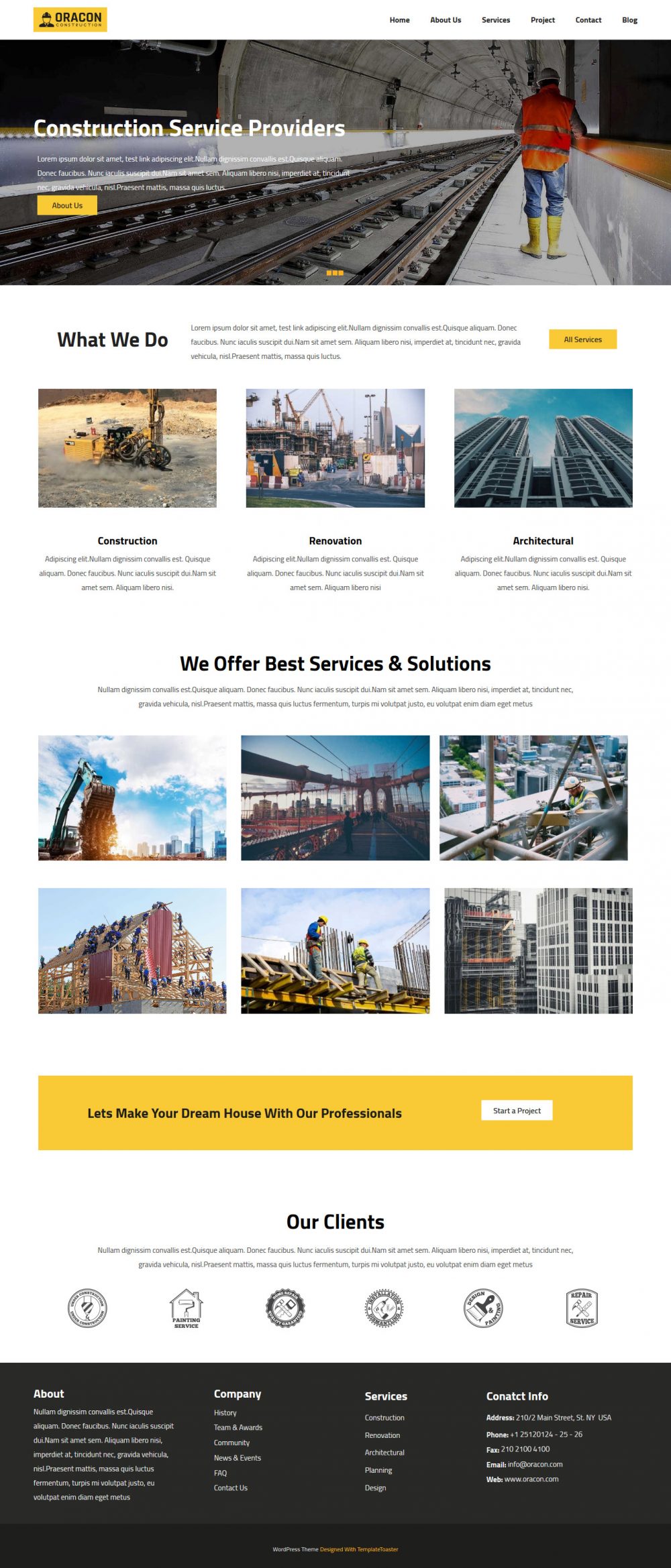 Oracon Construction Company Free WordPress Theme