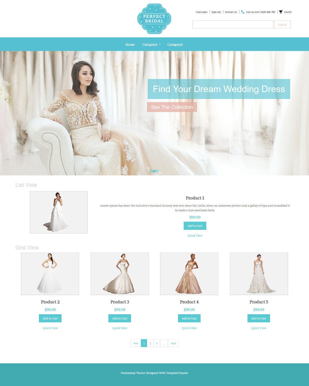 Perfect Bridal Wedding Dresses PrestaShop Theme