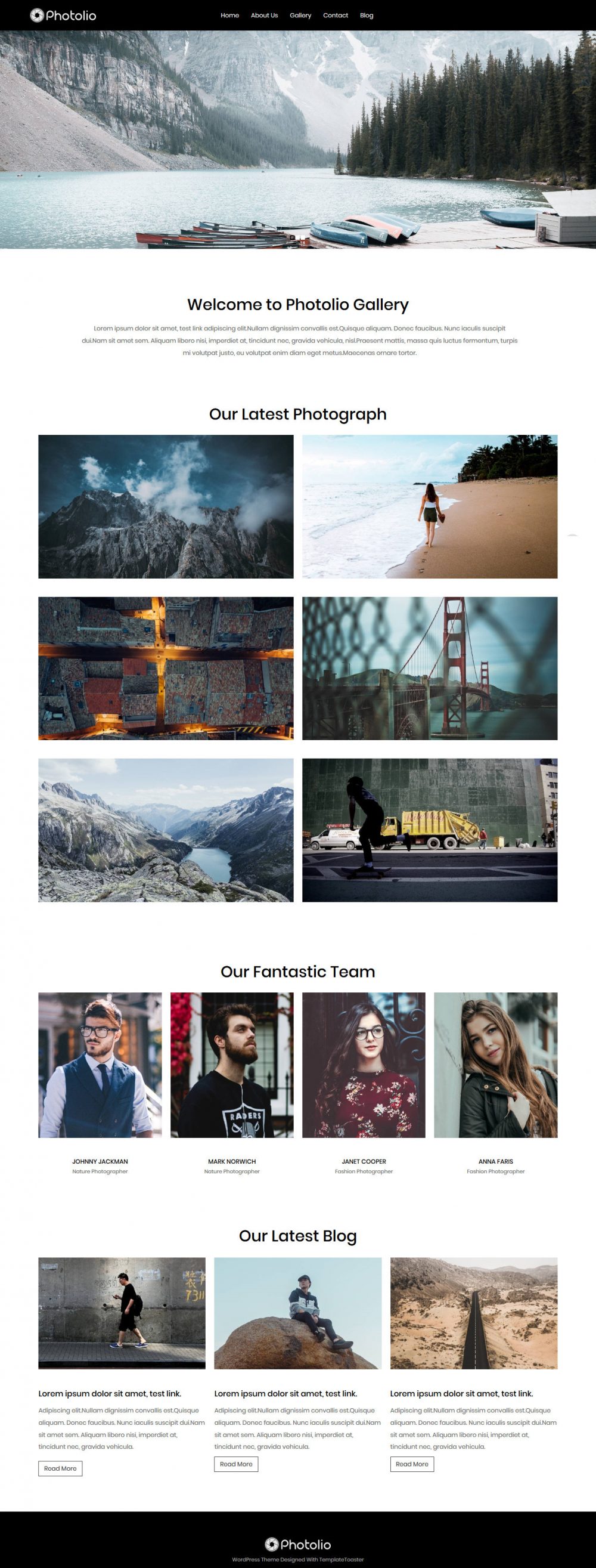 Photolio Photography Free WordPress Theme