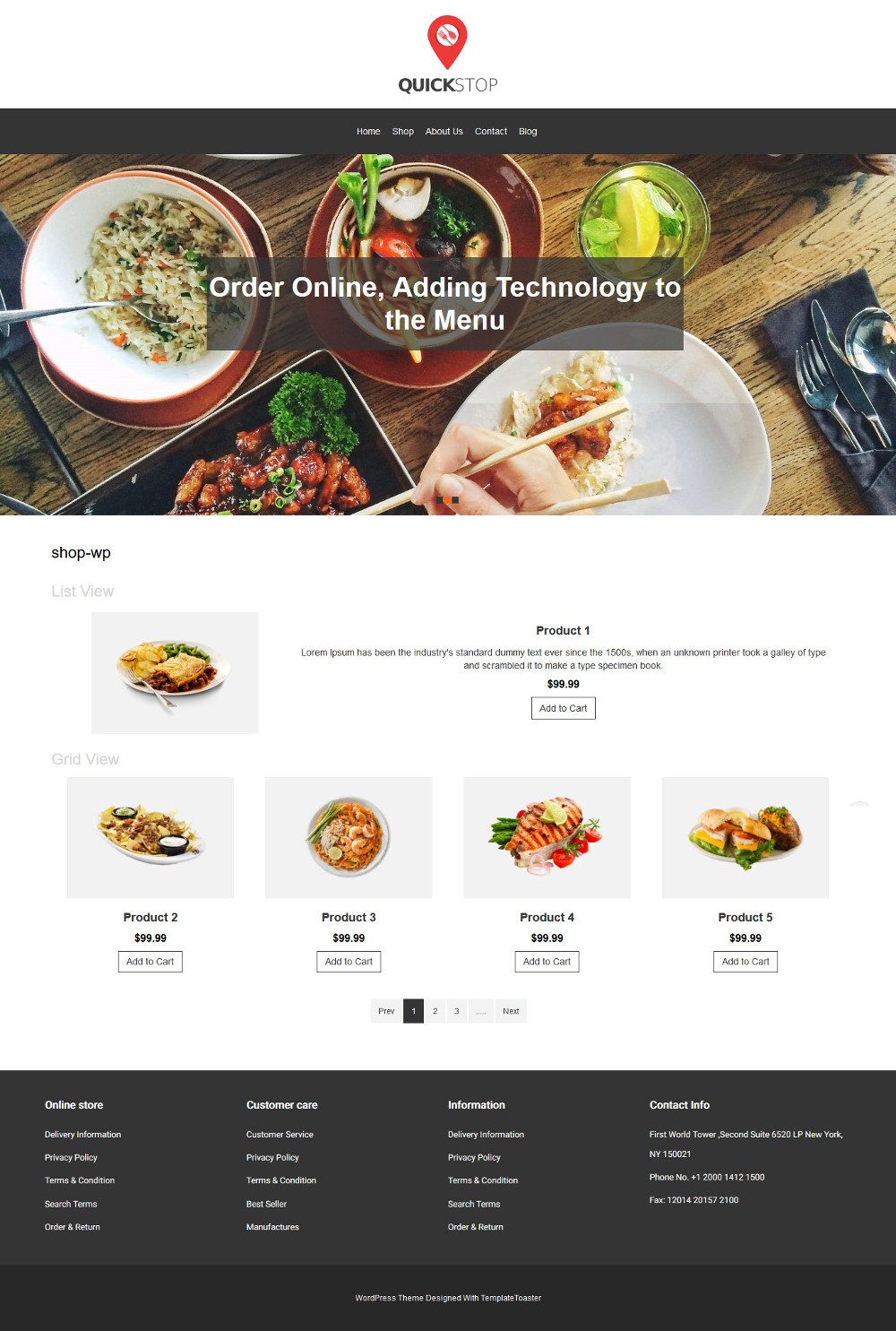 Quick Stop Online Restaurant WooCommerce Theme