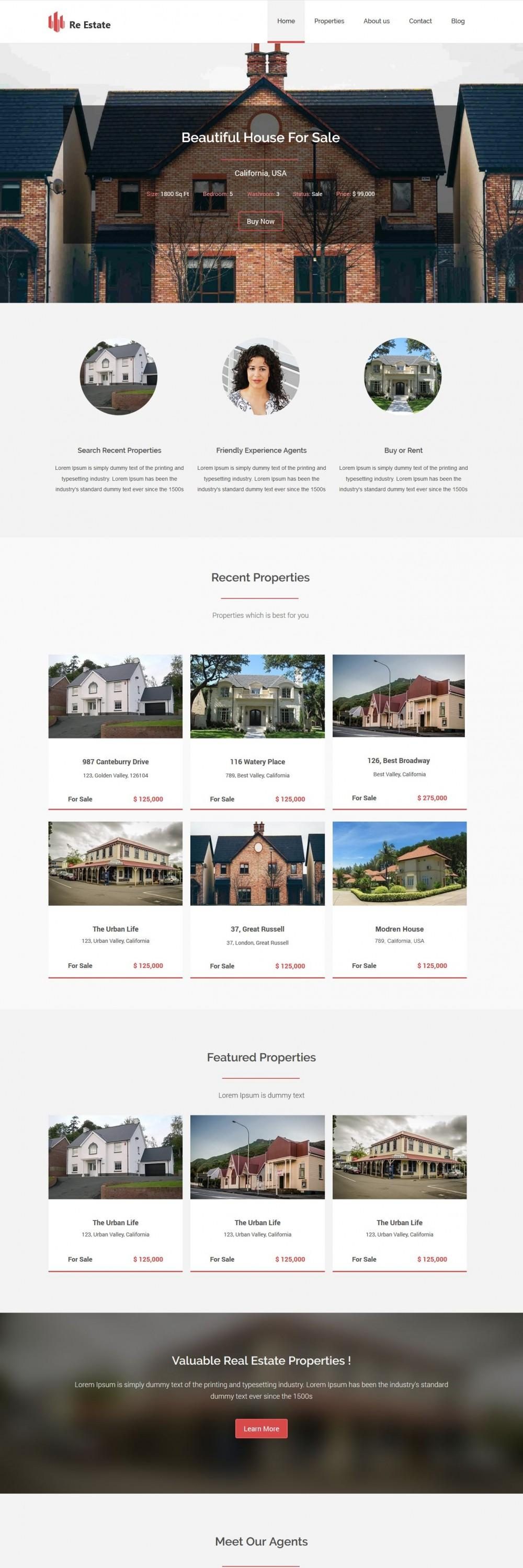 Re-Estate - Real Estate Free WordPress Theme