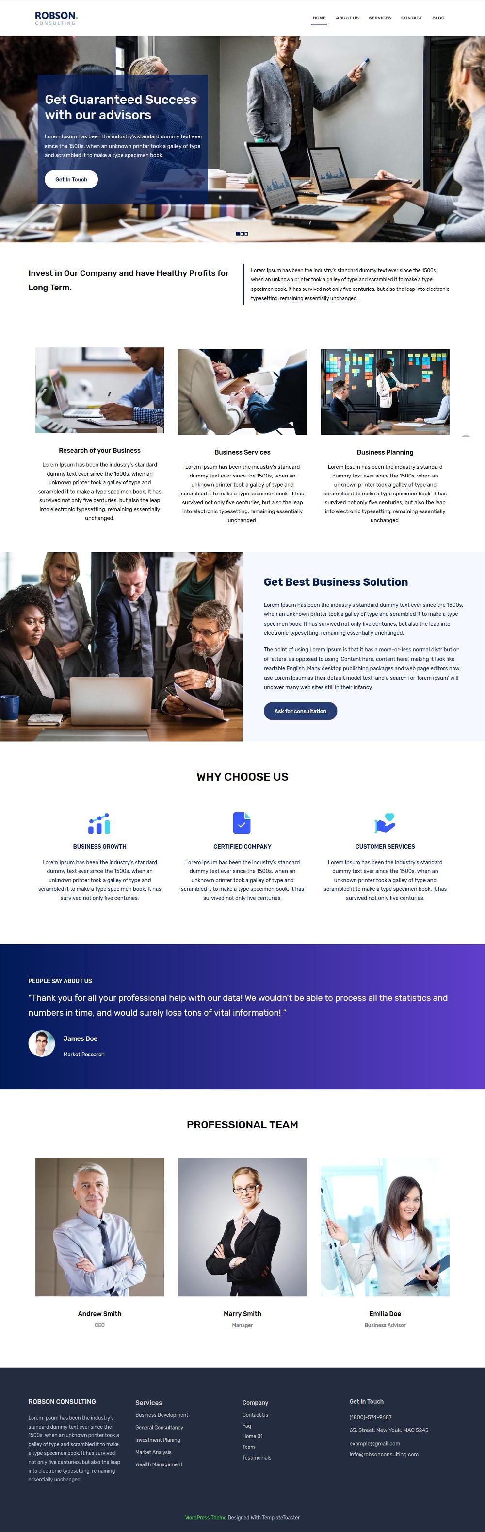 Robson Consulting - Business Consulting Free WordPress Theme