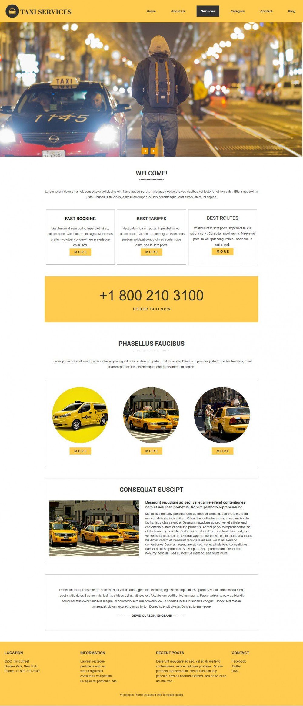 Taxi - Free WordPress Theme For Taxi Service