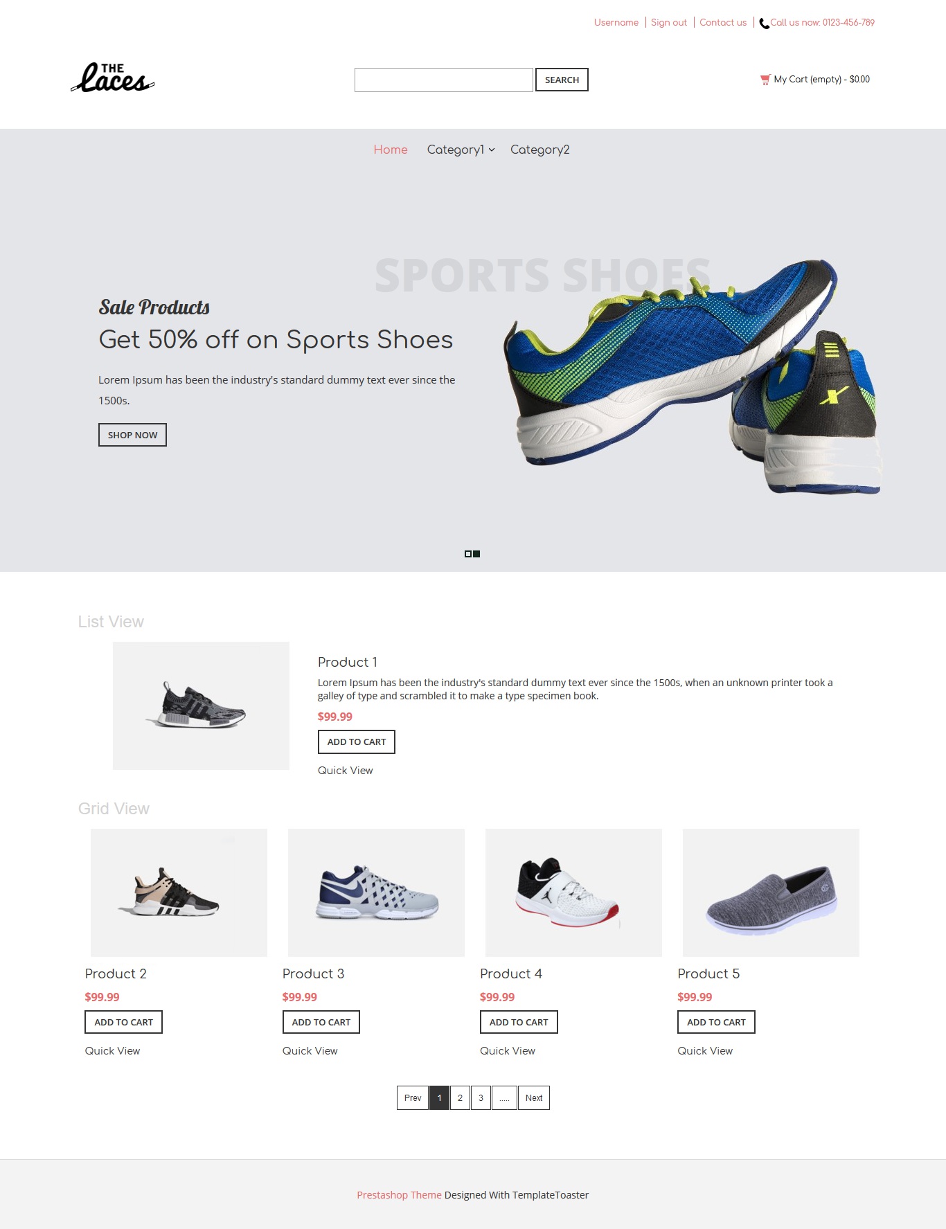 The Laces - Footwear Shop PrestaShop Theme - TemplateToaster