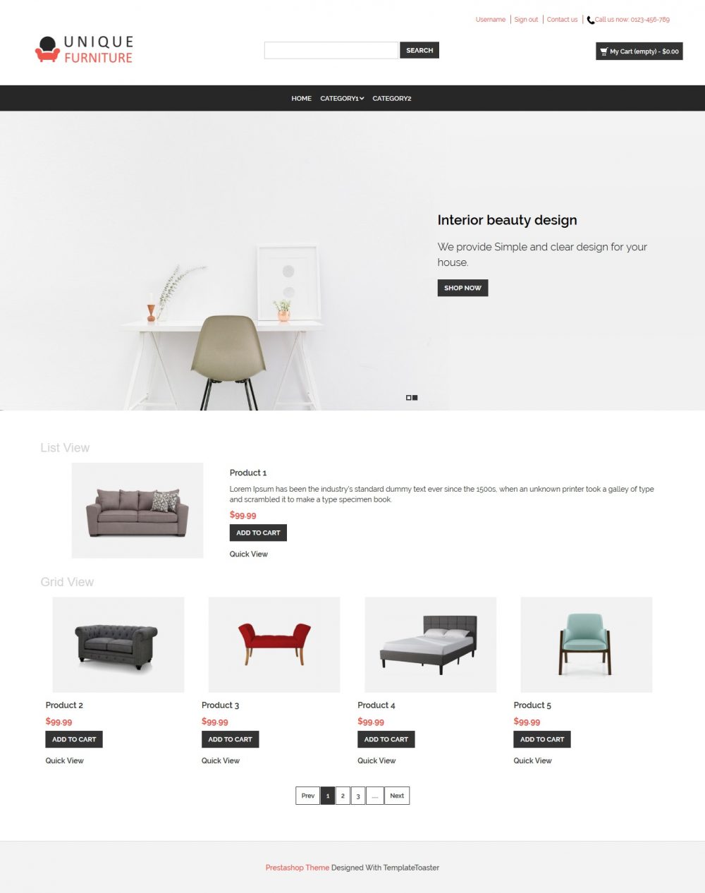 Unique Furniture - Furniture Shop PrestaShop Theme