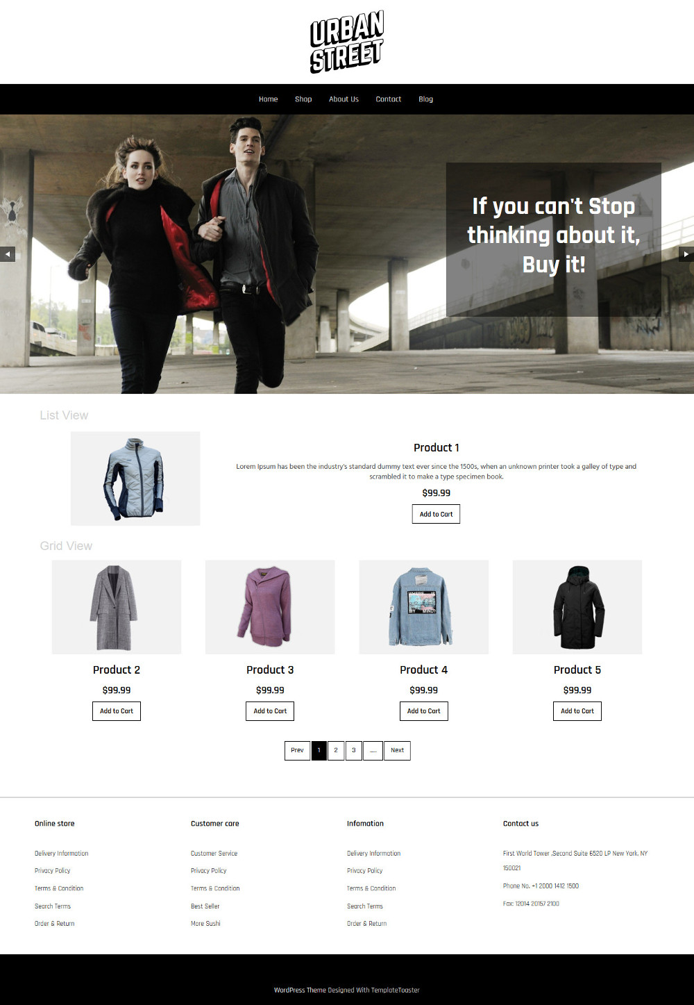 Urban Street Clothing Store WooCommerce Theme TemplateToaster