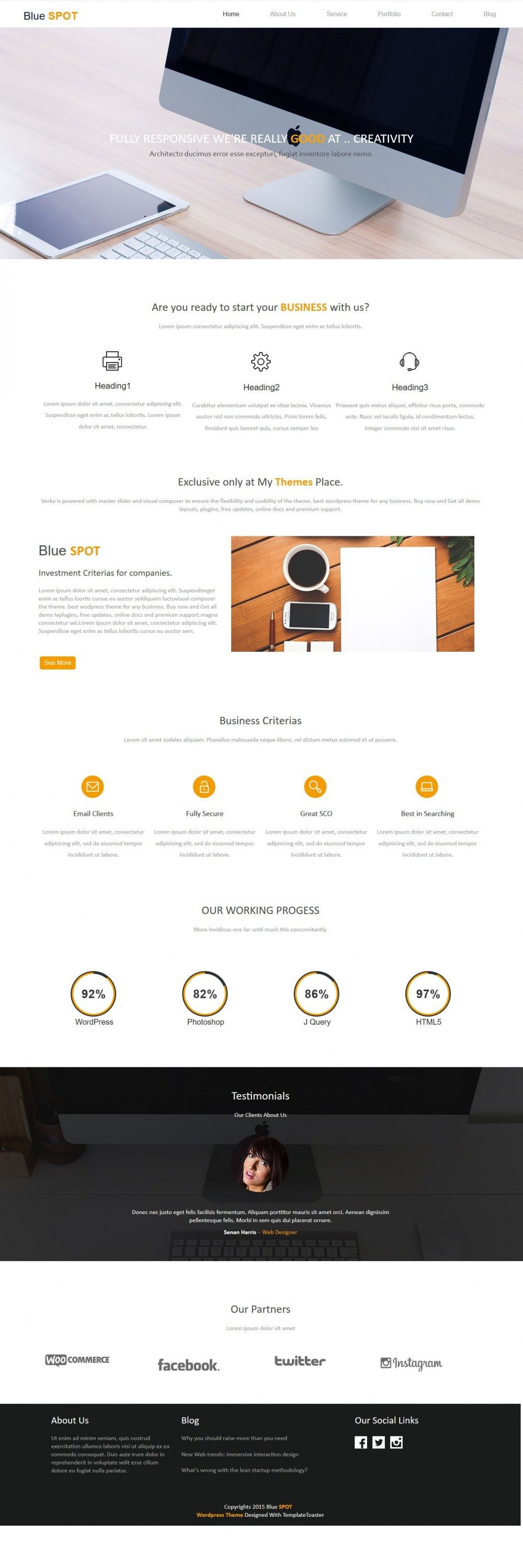 Blue Spot - Web Design/Studio WordPress Theme