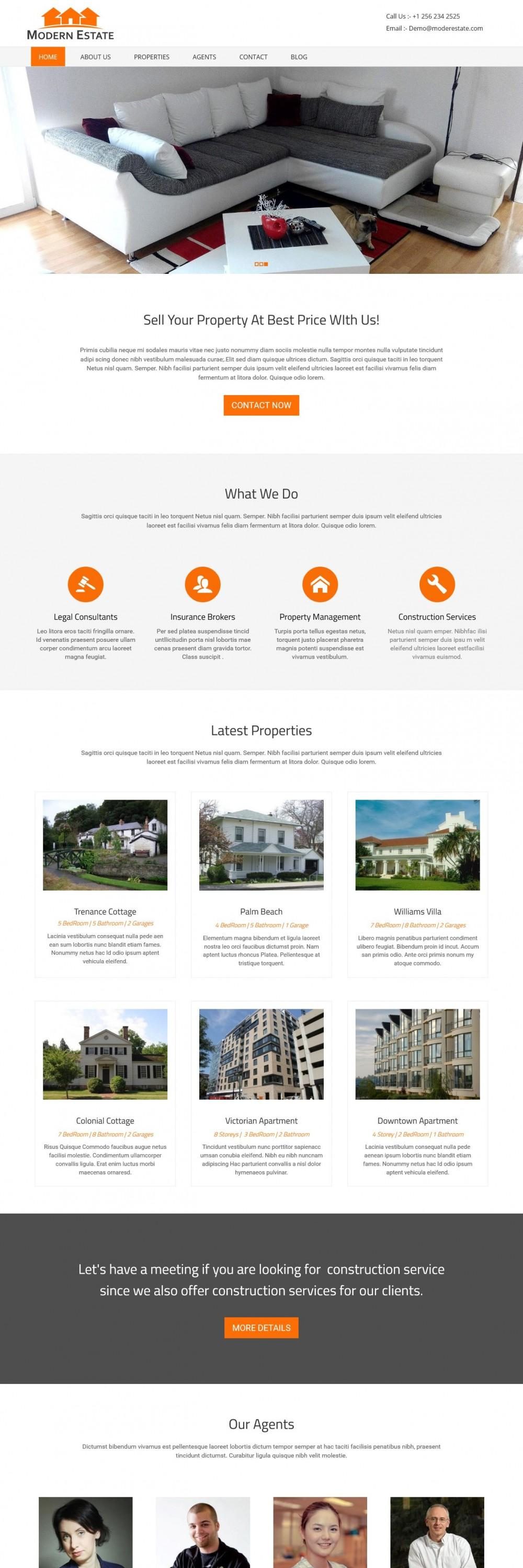 Modern - WordPress Theme for Real Estate/Interior Designs