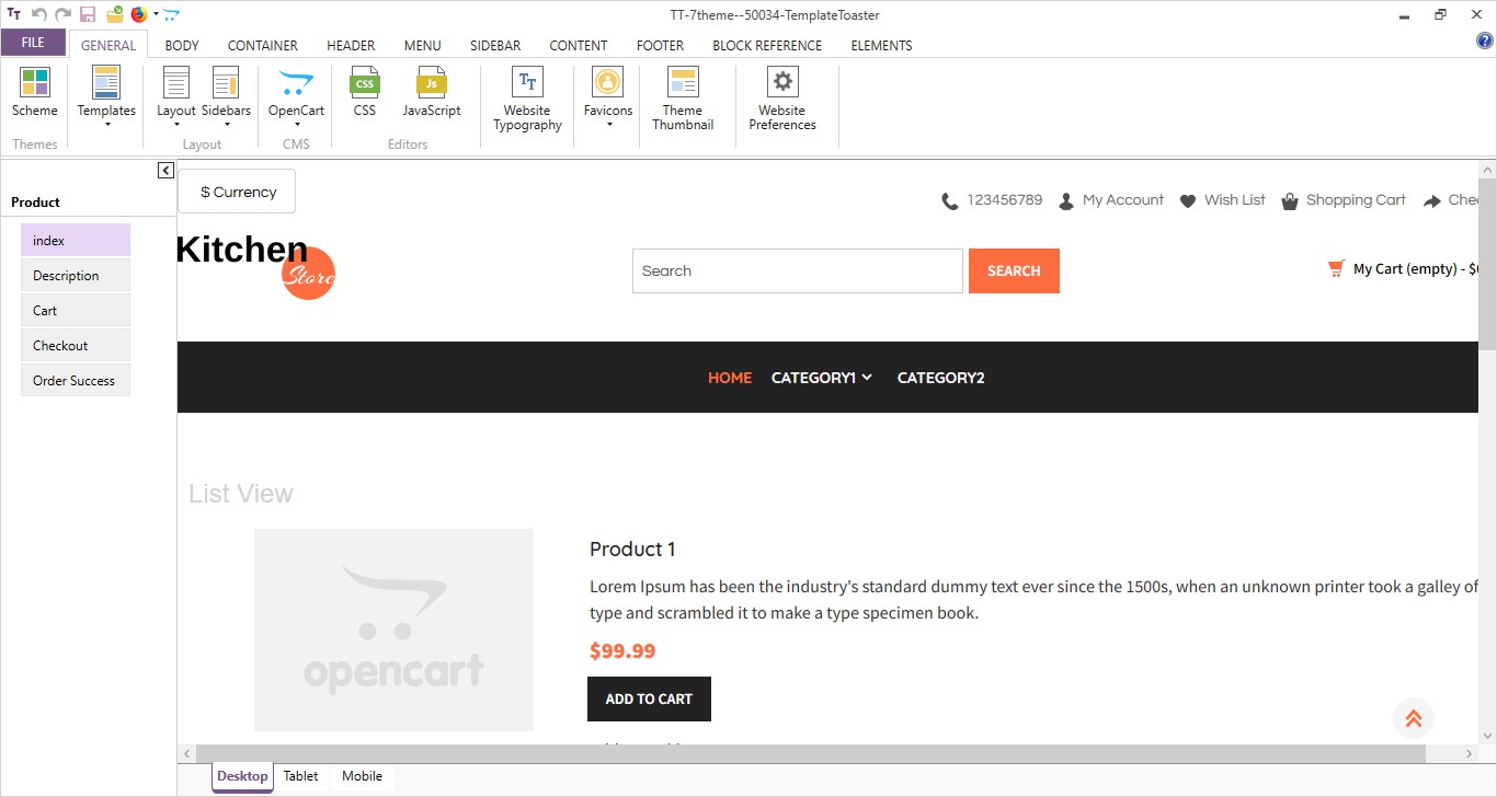 OpenCart Theme Builder