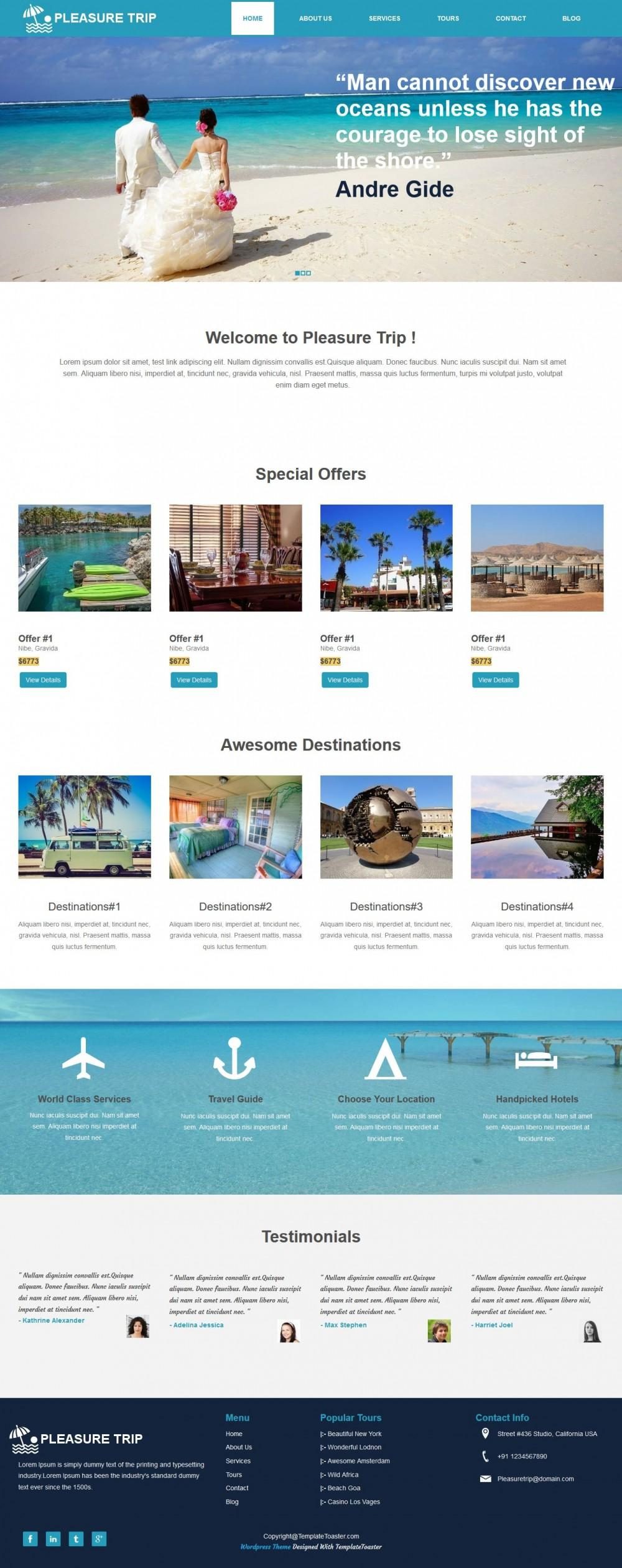 Pleasure Trip - WordPress Theme for Travel Agency