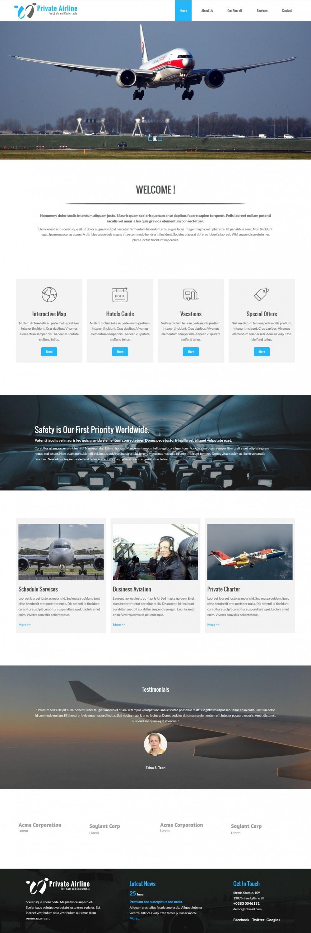 Private Airline - WordPress Theme for Private Airline Services