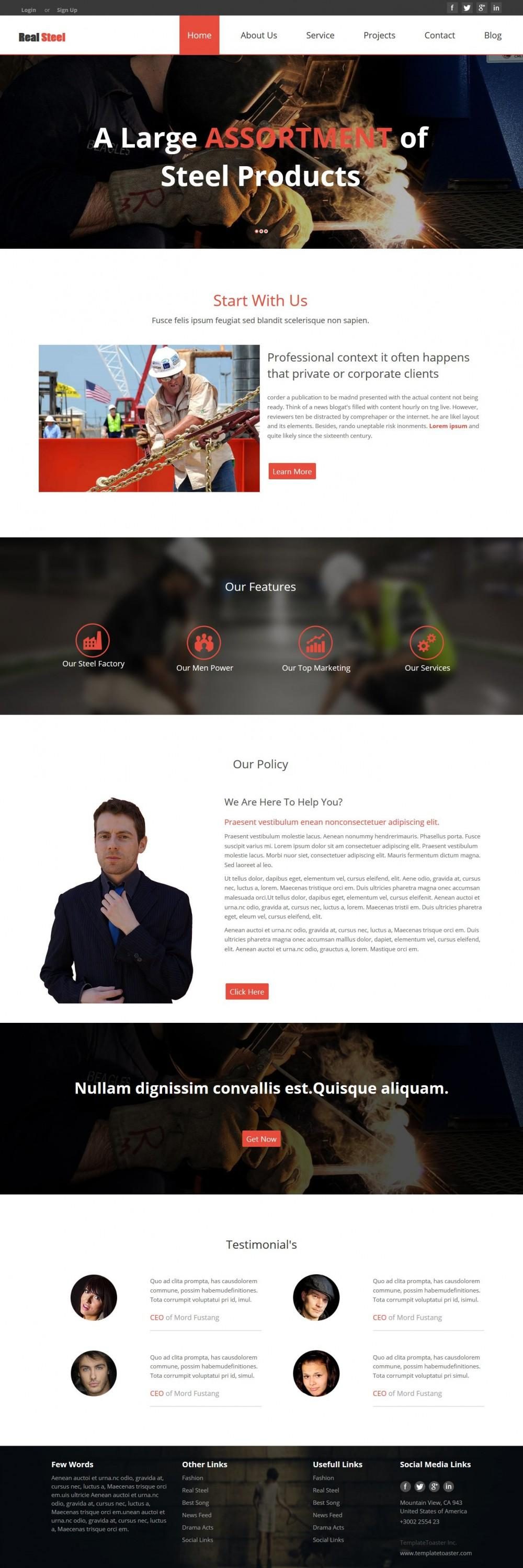 Real Steel - WordPress Theme for Steel Factories