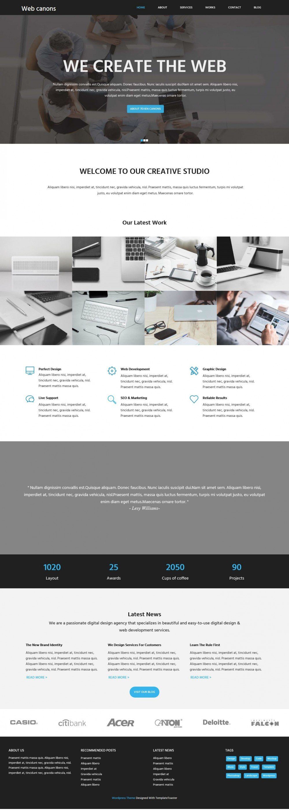 Web Canons - Corporate Free WordPress Theme For Web Agency/Studio