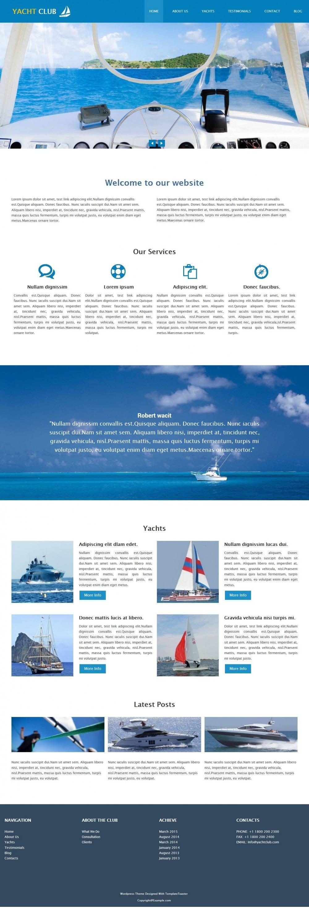 Yacht Club - Professional Sports/Yacht Club Free WordPress Theme