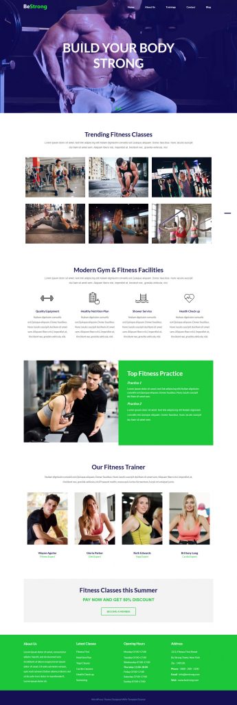 BeStrong - Gym and Fitness Blogger Template - TemplateToaster