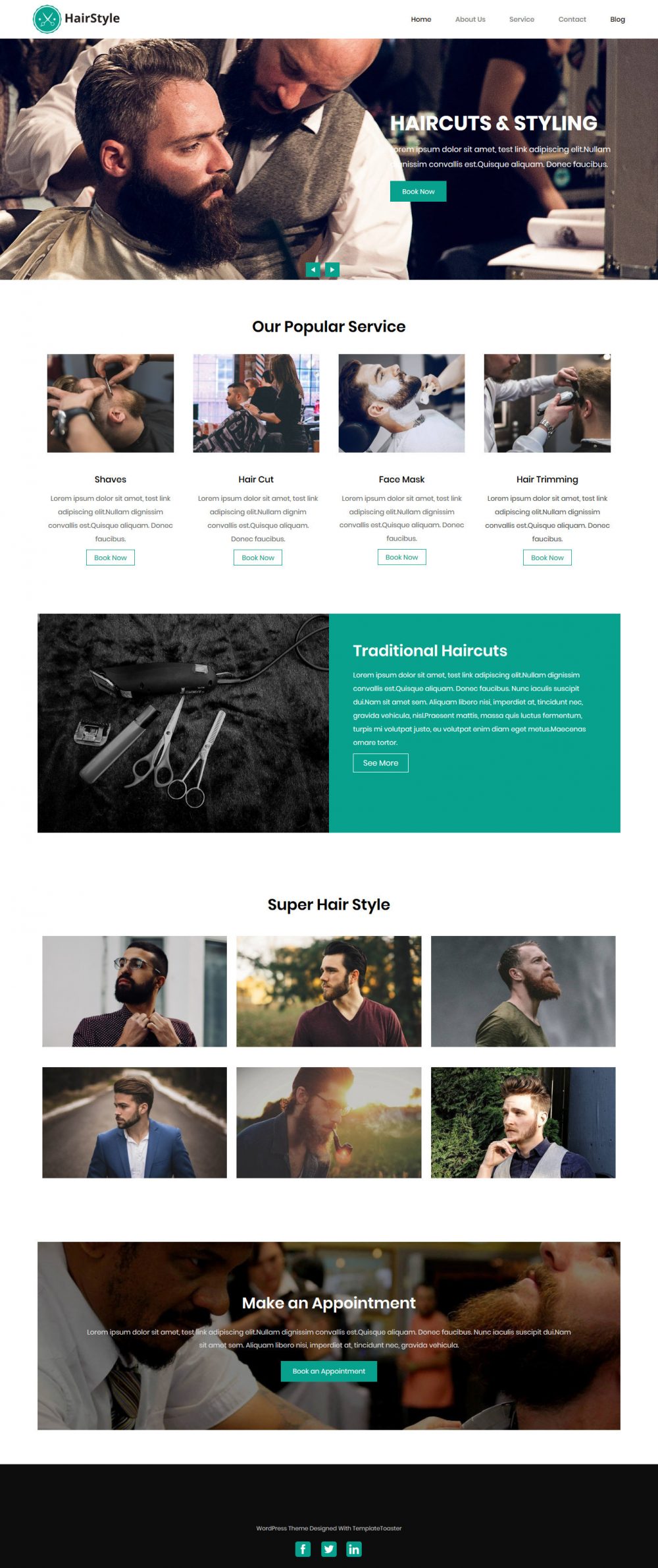 HairStyle Barber Shop Blogger Template