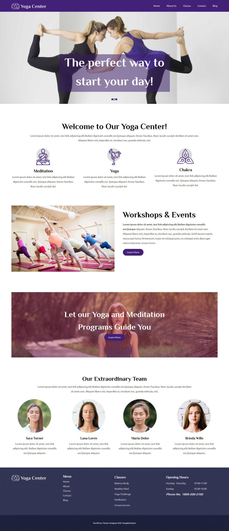 Yoga Center - Yoga Blogger Template - TemplateToaster