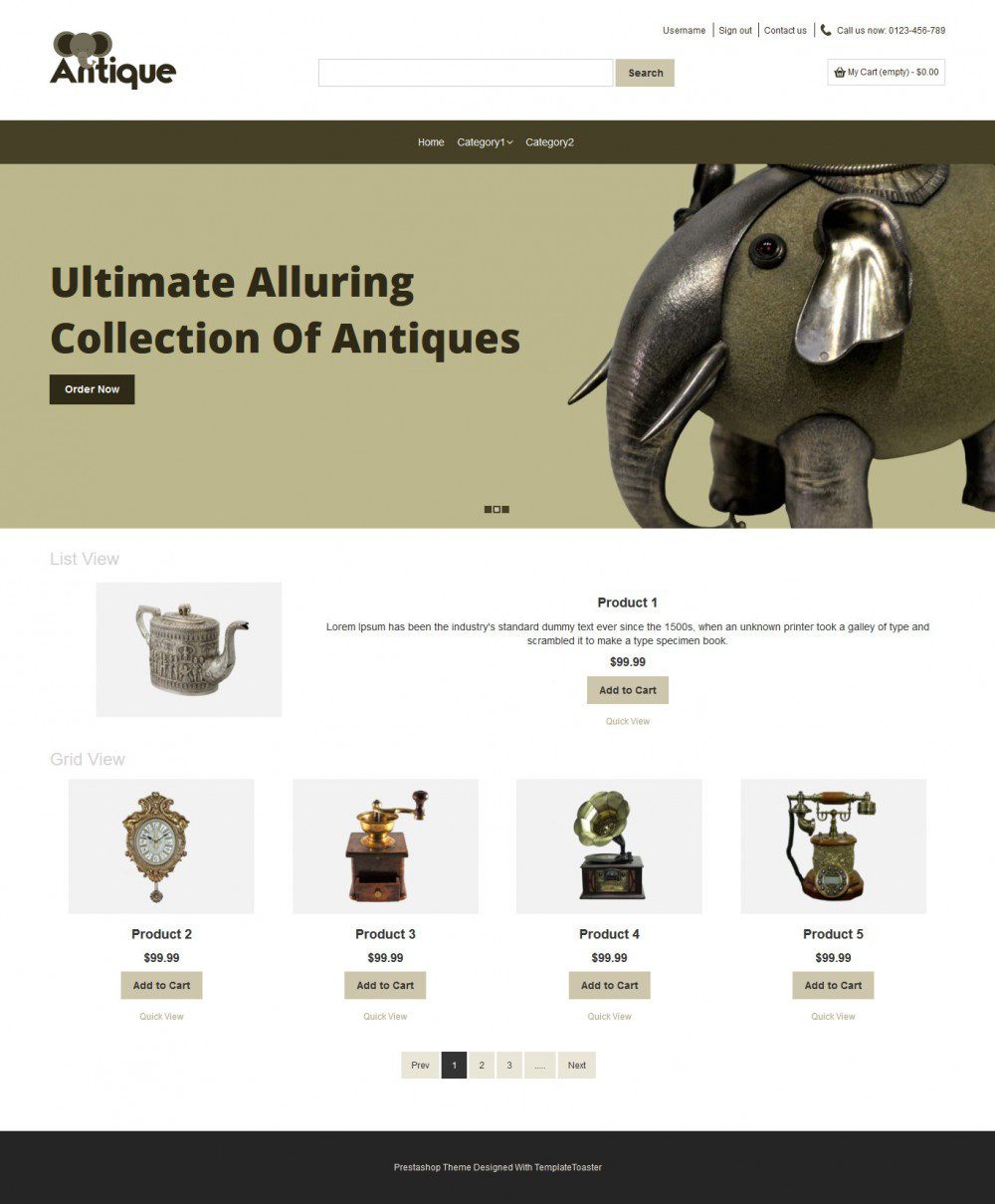 Antique Old Products OpenCart Theme