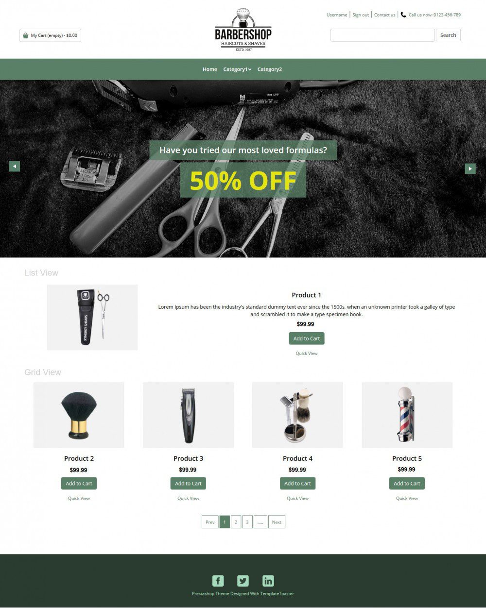 Barbershop Barber Products OpenCart Theme
