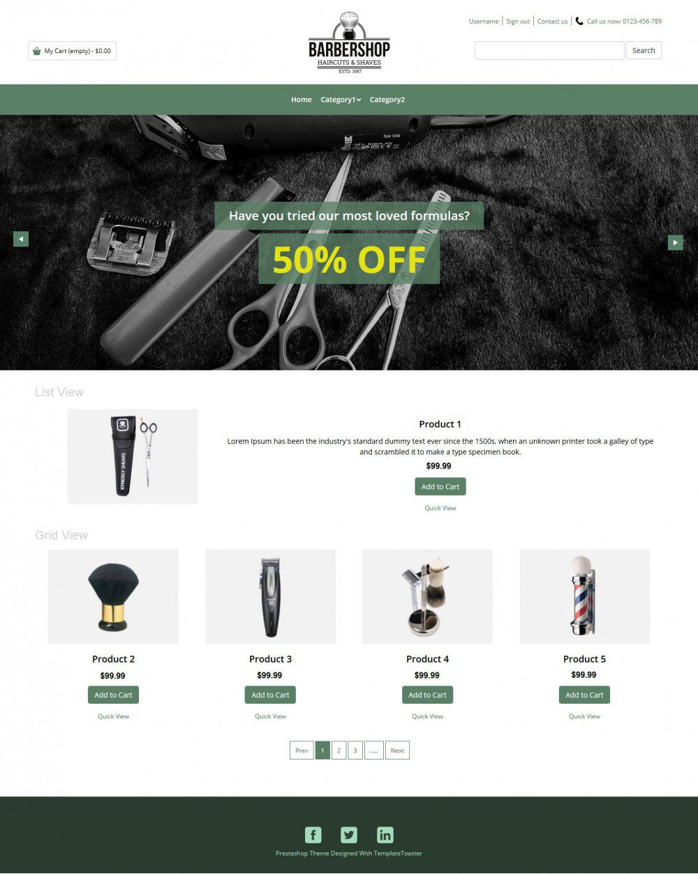 Barbershop Barber Products Virtuemart Template