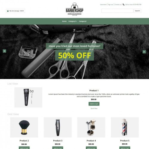 Barbershop Barber Products Virtuemart Template