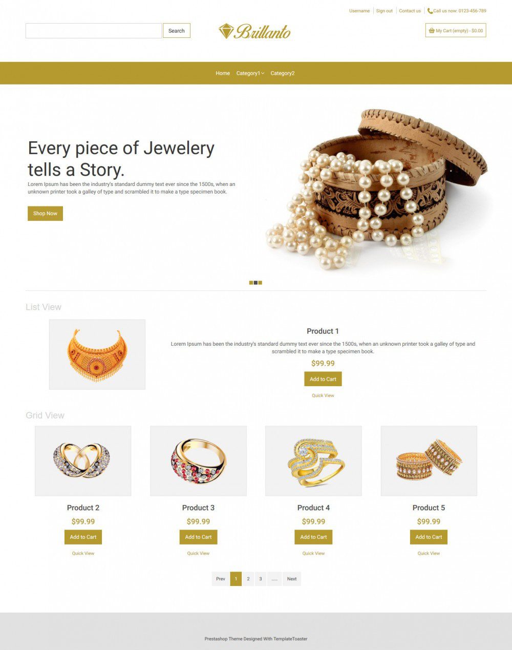 Brillanto Jewellery Store OpenCart Theme