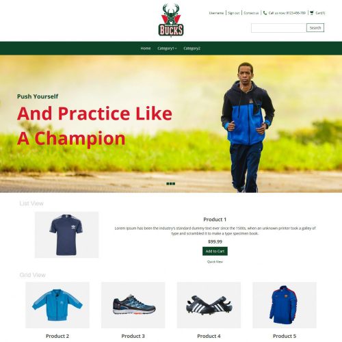 Bucks Sports Items Online Store OpenCart Theme