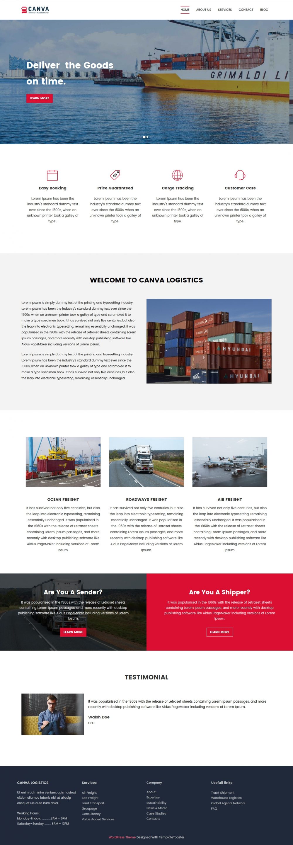 Canva Logistics Transport HTML Template