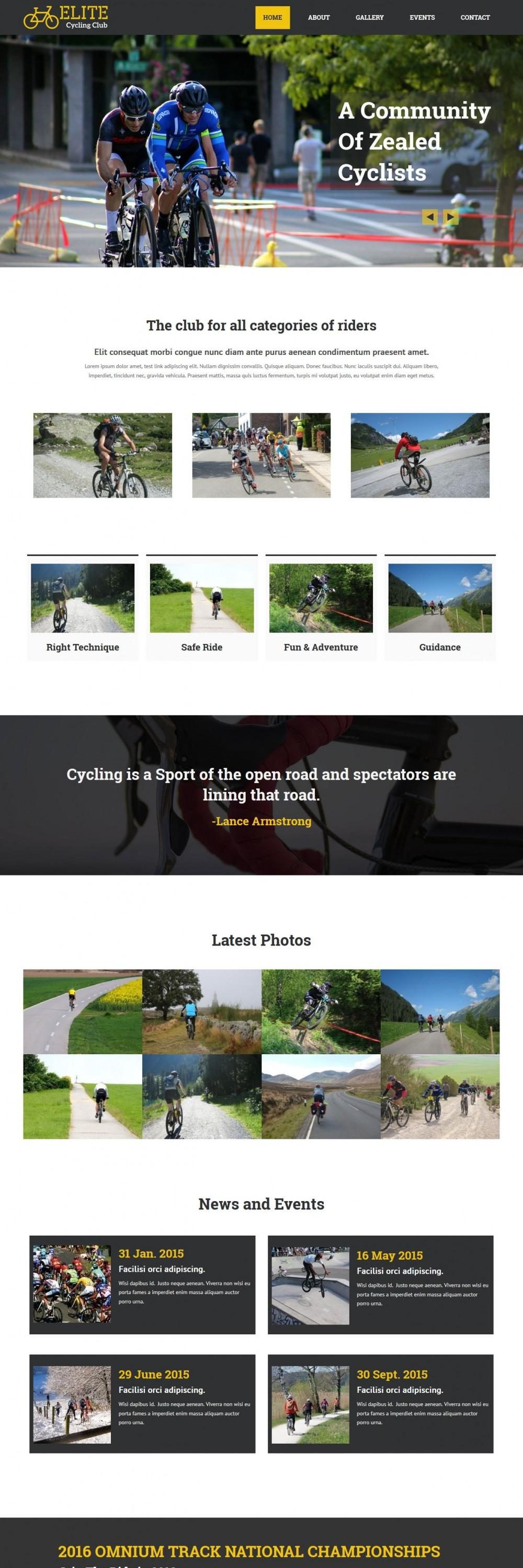Elite Cycling Club HTML Template