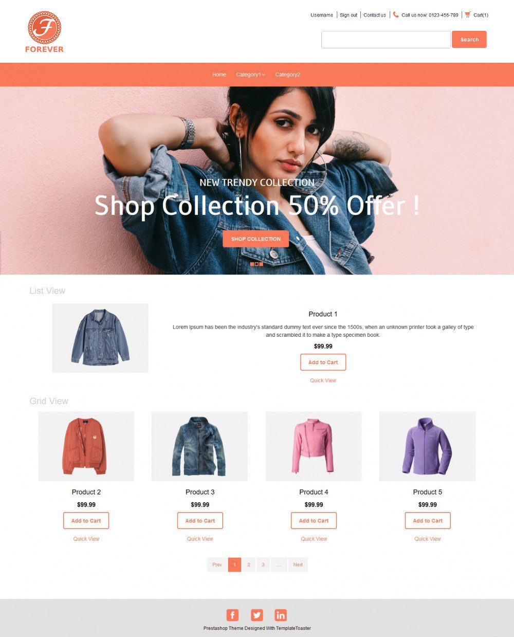 Forever Online Cloth Store OpenCart Theme