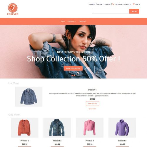 Forever Online Cloth Store OpenCart Theme