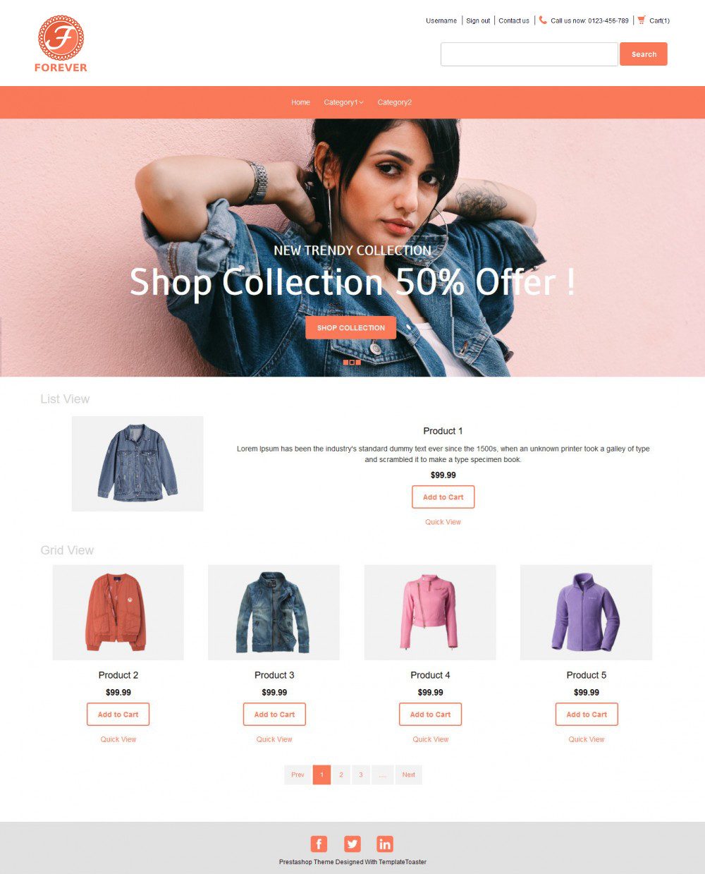 Forever Online Cloth Store Virtuemart Template