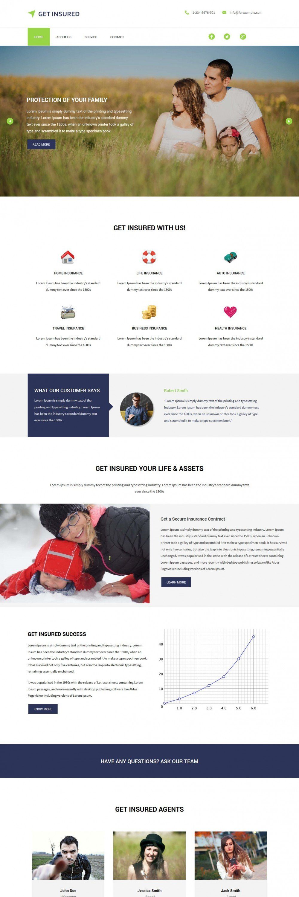 Get Insured Business and Insurance Company HTML Template