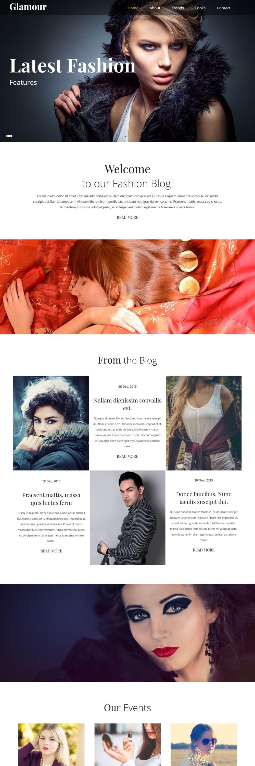 Glamour Stylish Beauty Model HTML Template