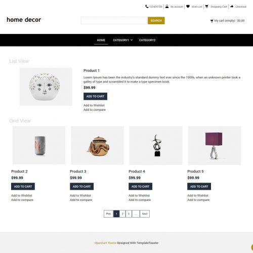 Home Decor Interior Decoration Opencart Theme