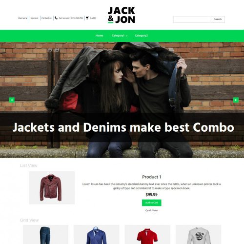 Jack & Jon Clothing Virtuemart Template
